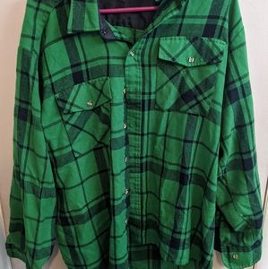 Green and black plaid flannel XL